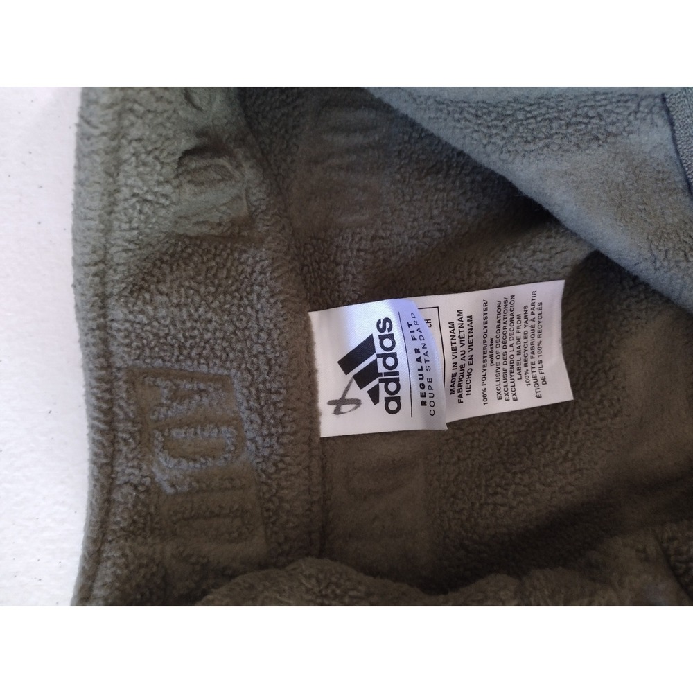Adidas Kids Olive Green Fleece Pullover Sweatshirt All Over Logo - Picture 4 of 5